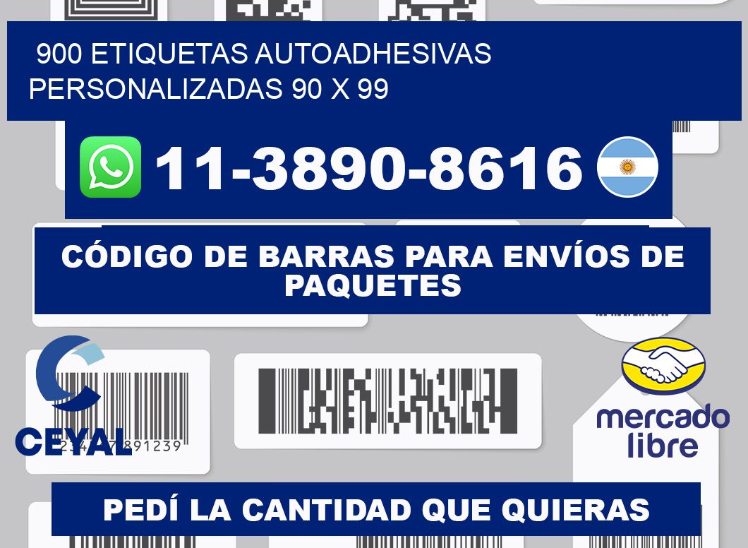 900 Etiquetas autoadhesivas personalizadas 90 x 99