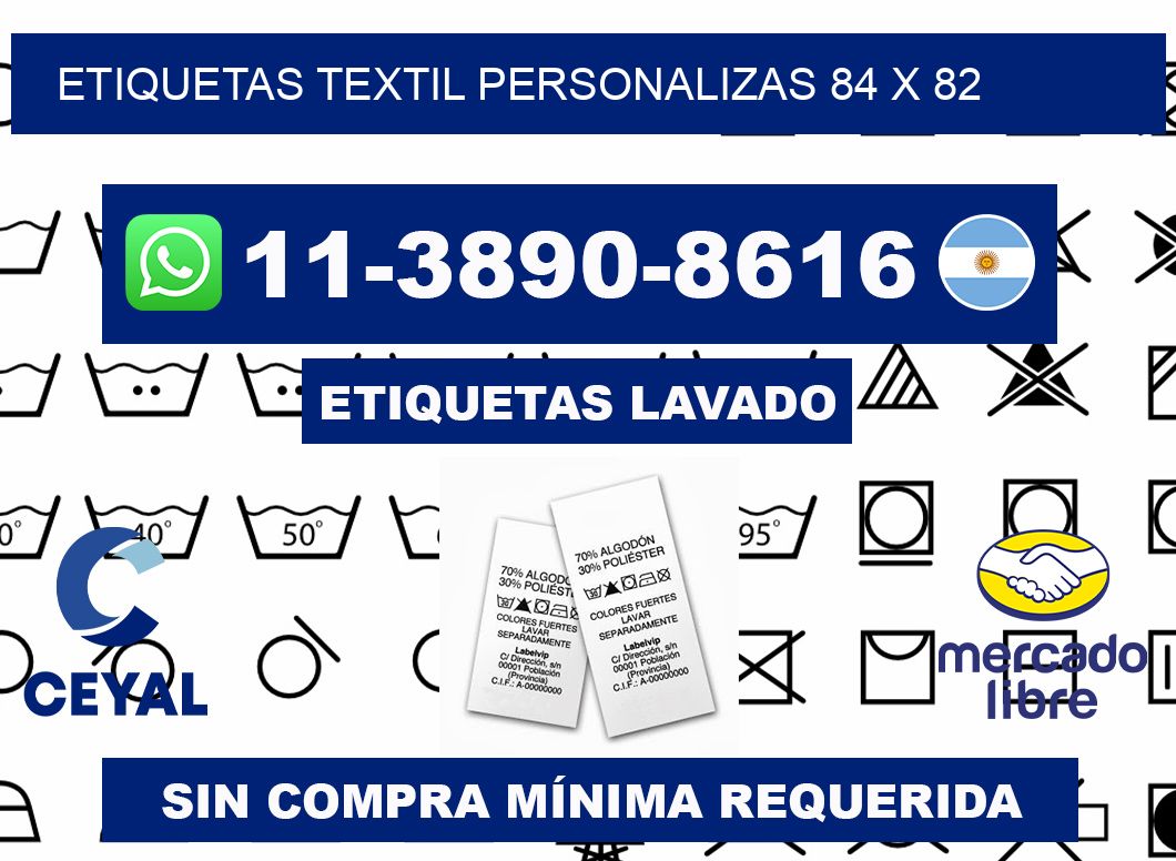 ETIQUETAS TEXTIL PERSONALIZAS 84 x 82