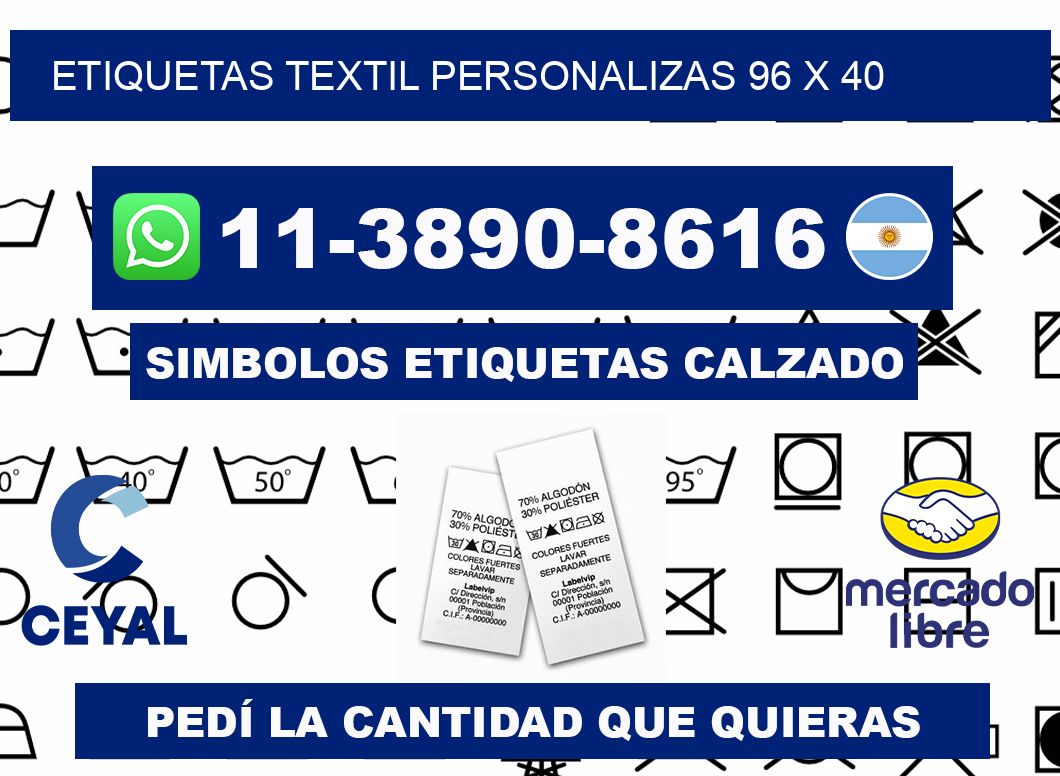 ETIQUETAS TEXTIL PERSONALIZAS 96 x 40
