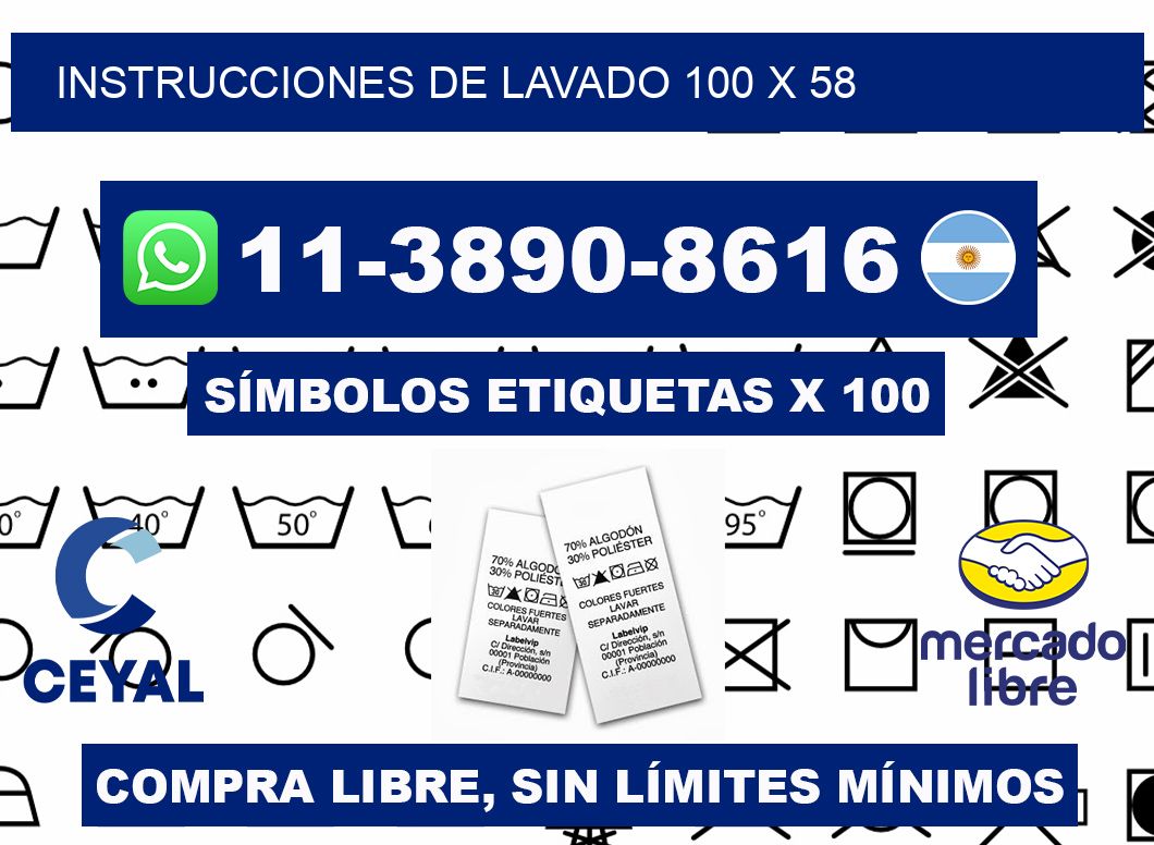 Instrucciones de lavado 100 x 58