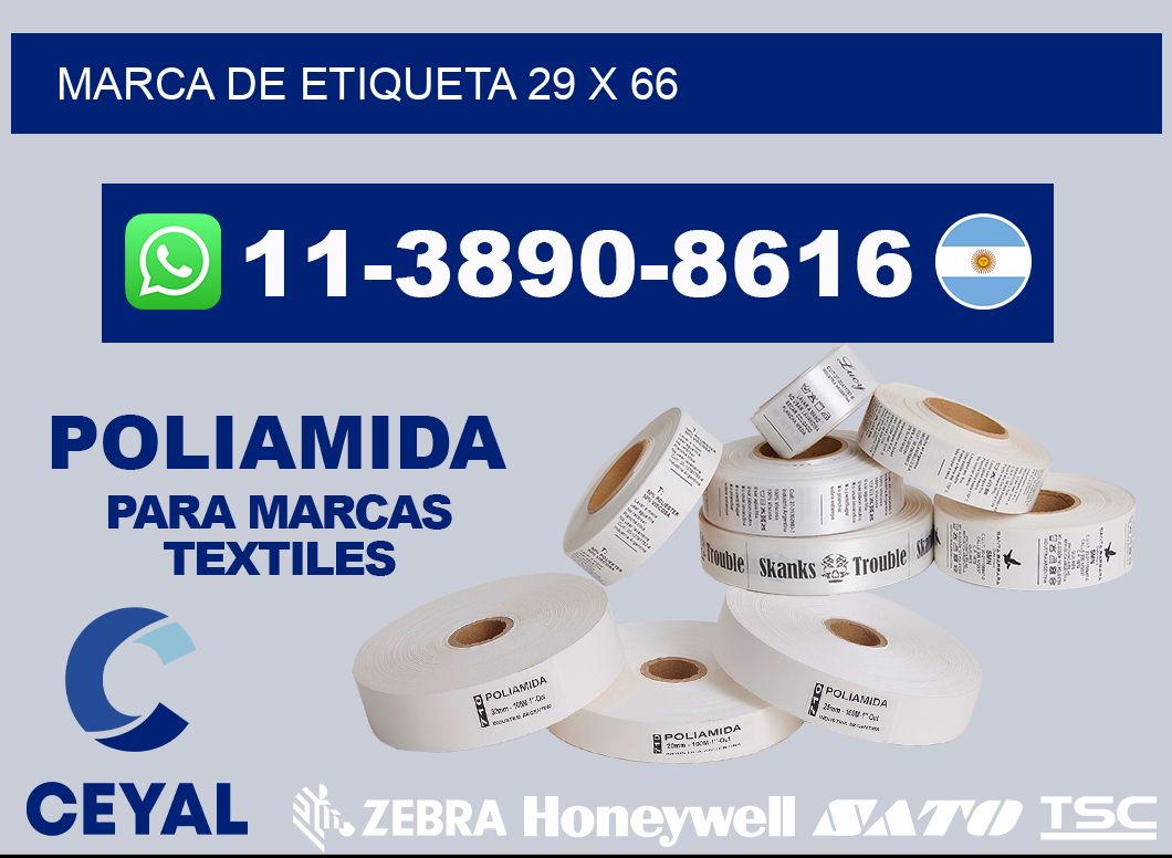 Marca de etiqueta 29 x 66