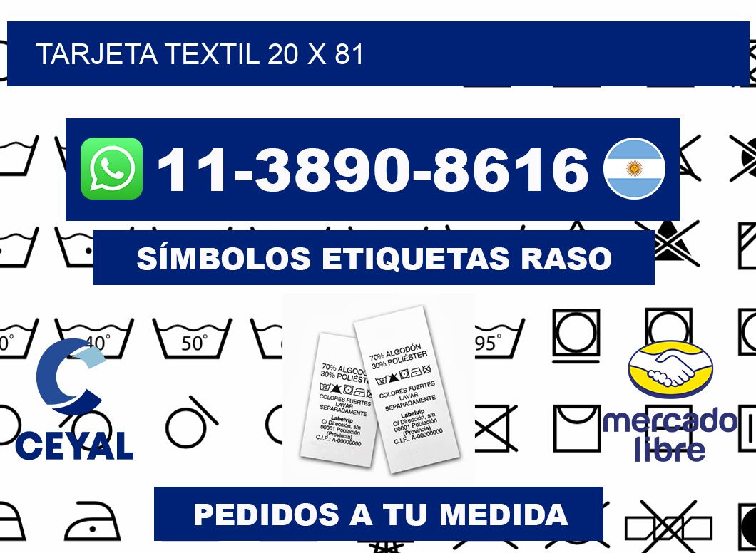 Tarjeta textil 20 x 81