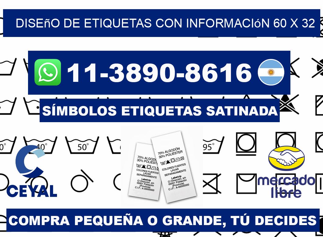 diseño de etiquetas con información 60 x 32