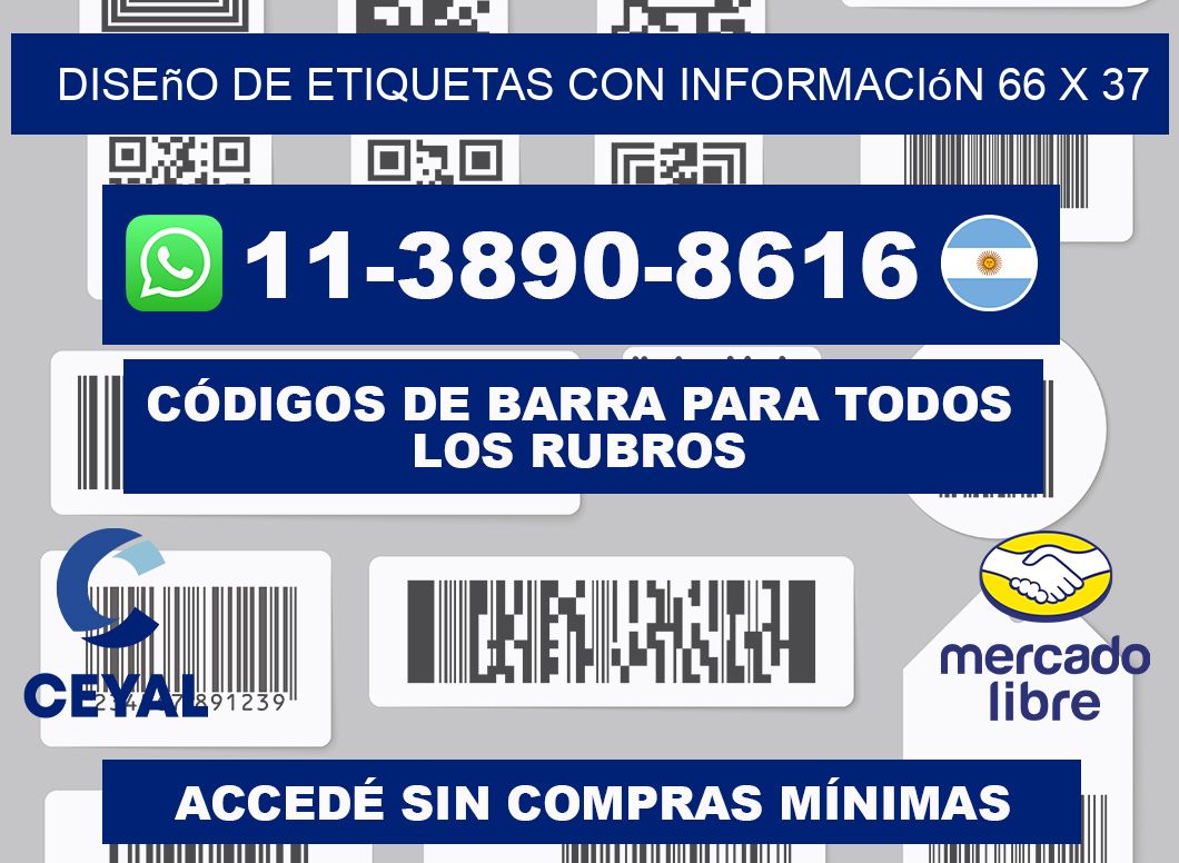 diseño de etiquetas con información 66 x 37