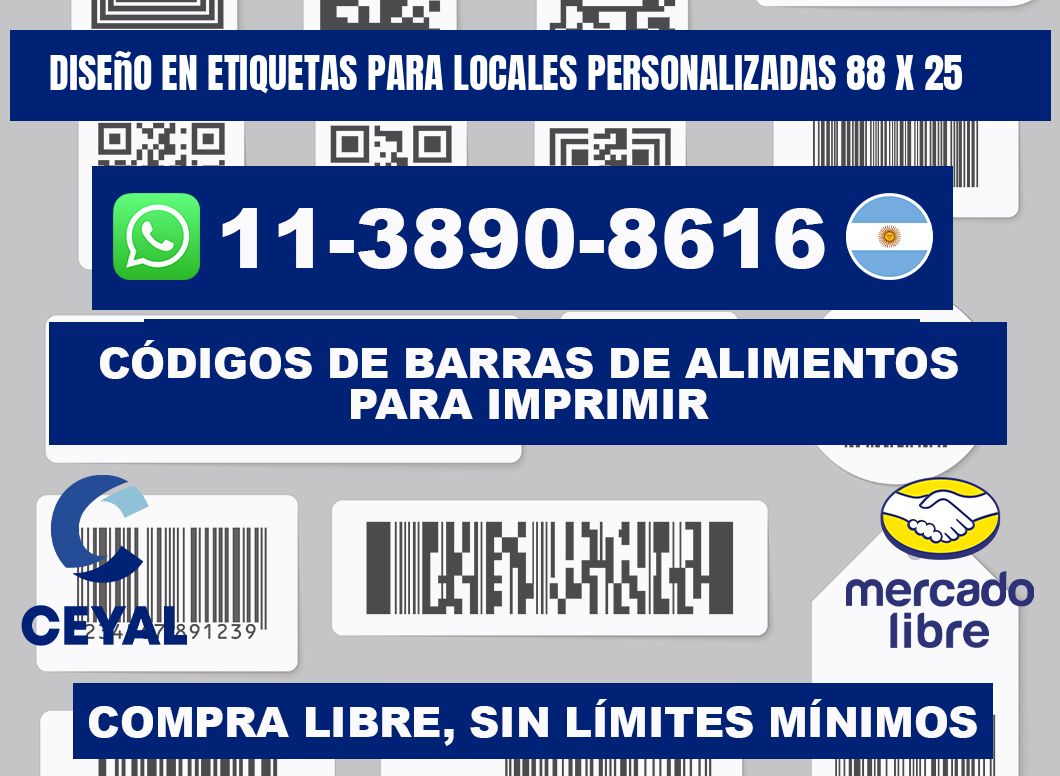 diseño en etiquetas para locales personalizadas 88 x 25