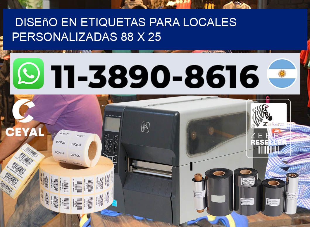 diseño en etiquetas para locales personalizadas 88 x 25