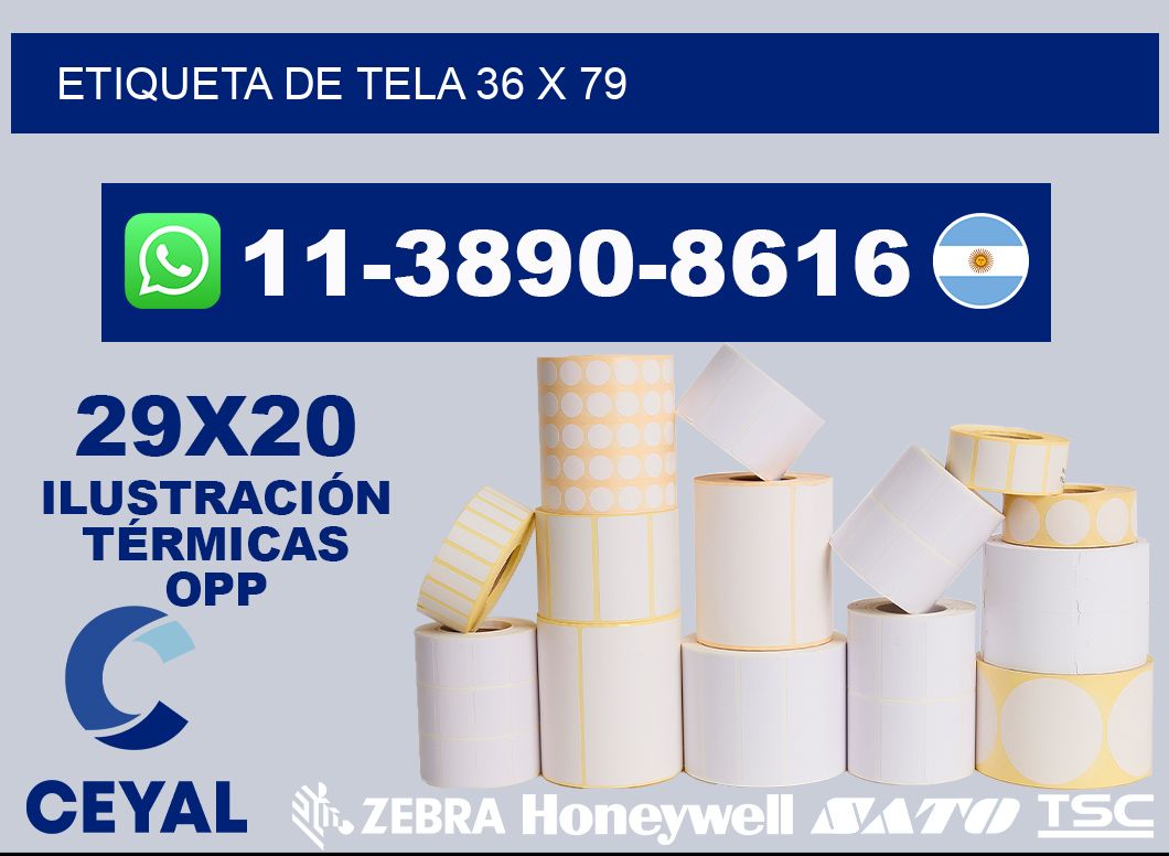 etiqueta de tela 36 x 79