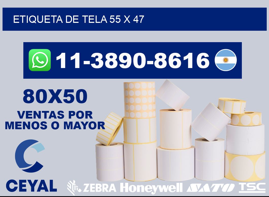 etiqueta de tela 55 x 47