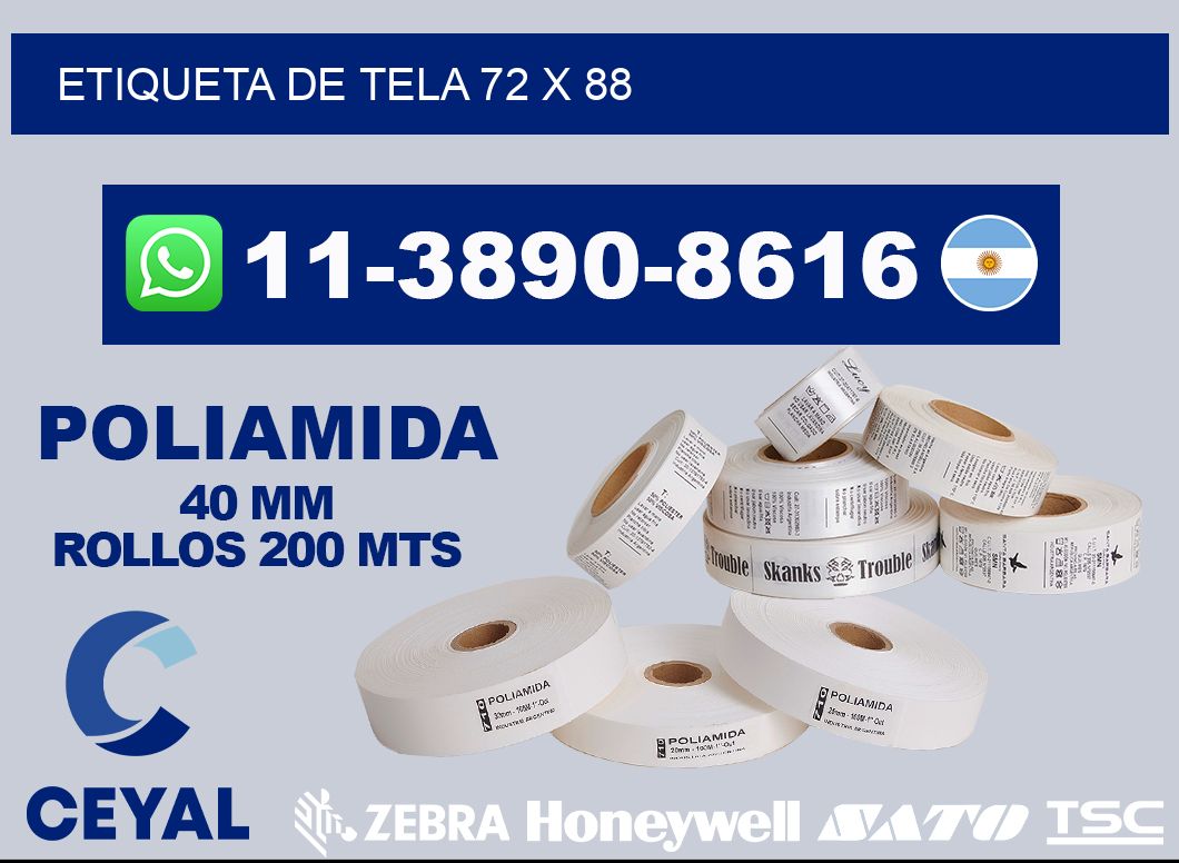 etiqueta de tela 72 x 88