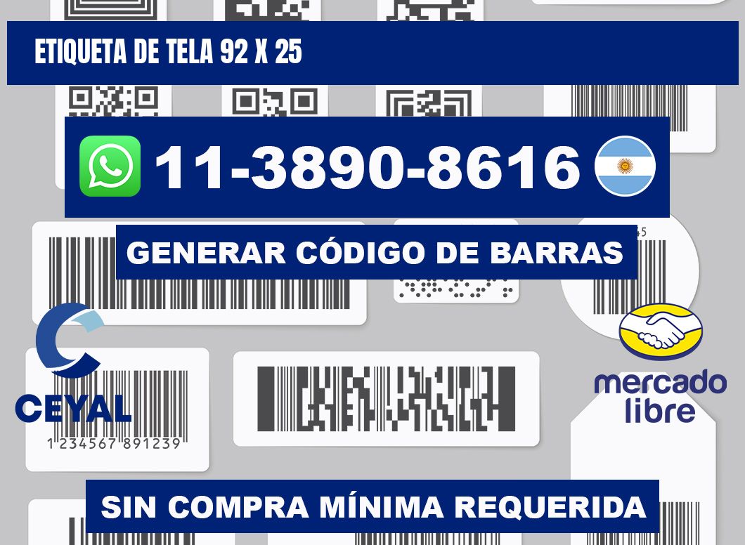 etiqueta de tela 92 x 25
