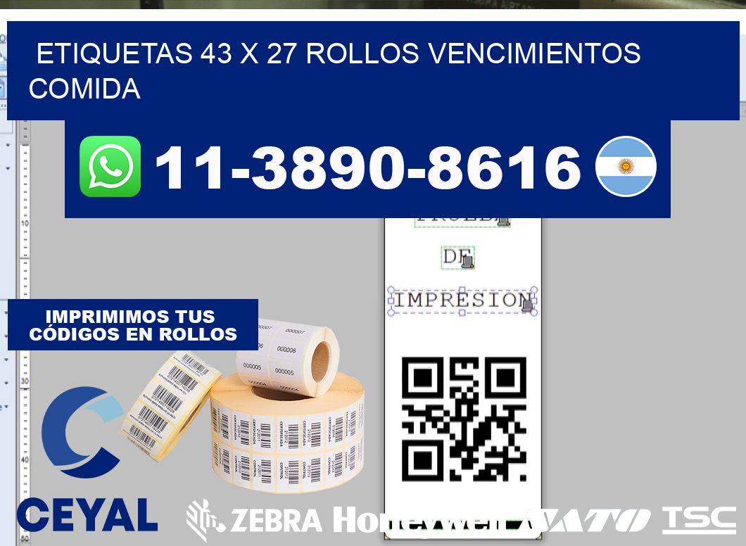 etiquetas 43 x 27 rollos vencimientos comida