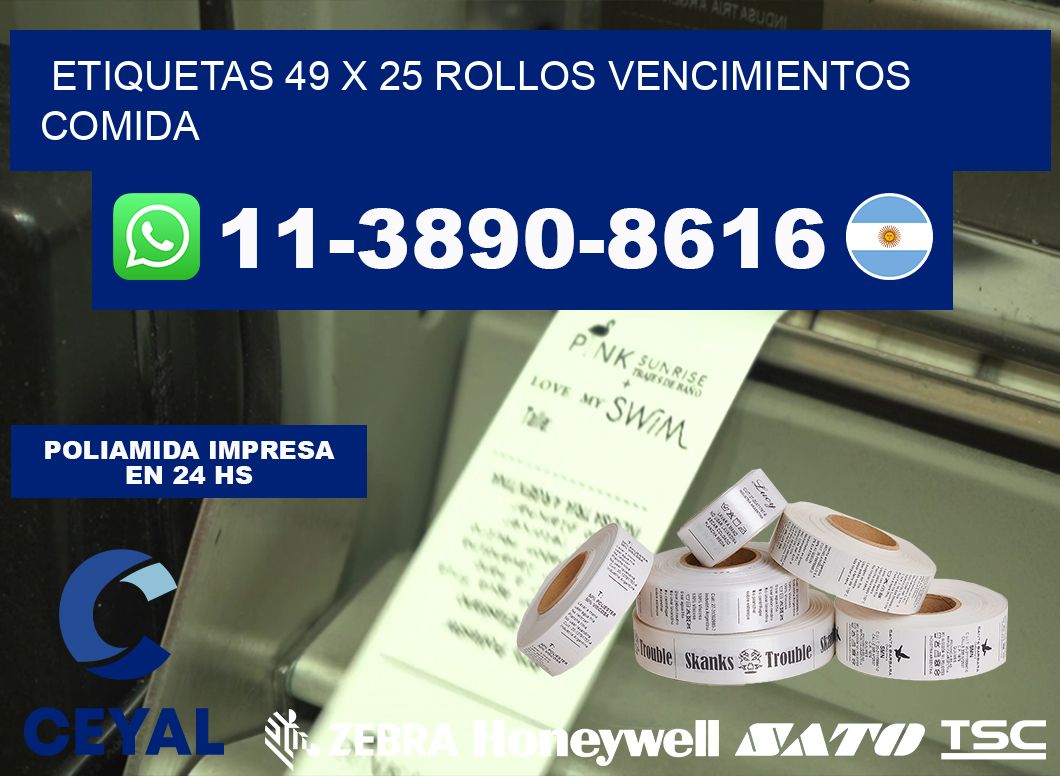 etiquetas 49 x 25 rollos vencimientos comida
