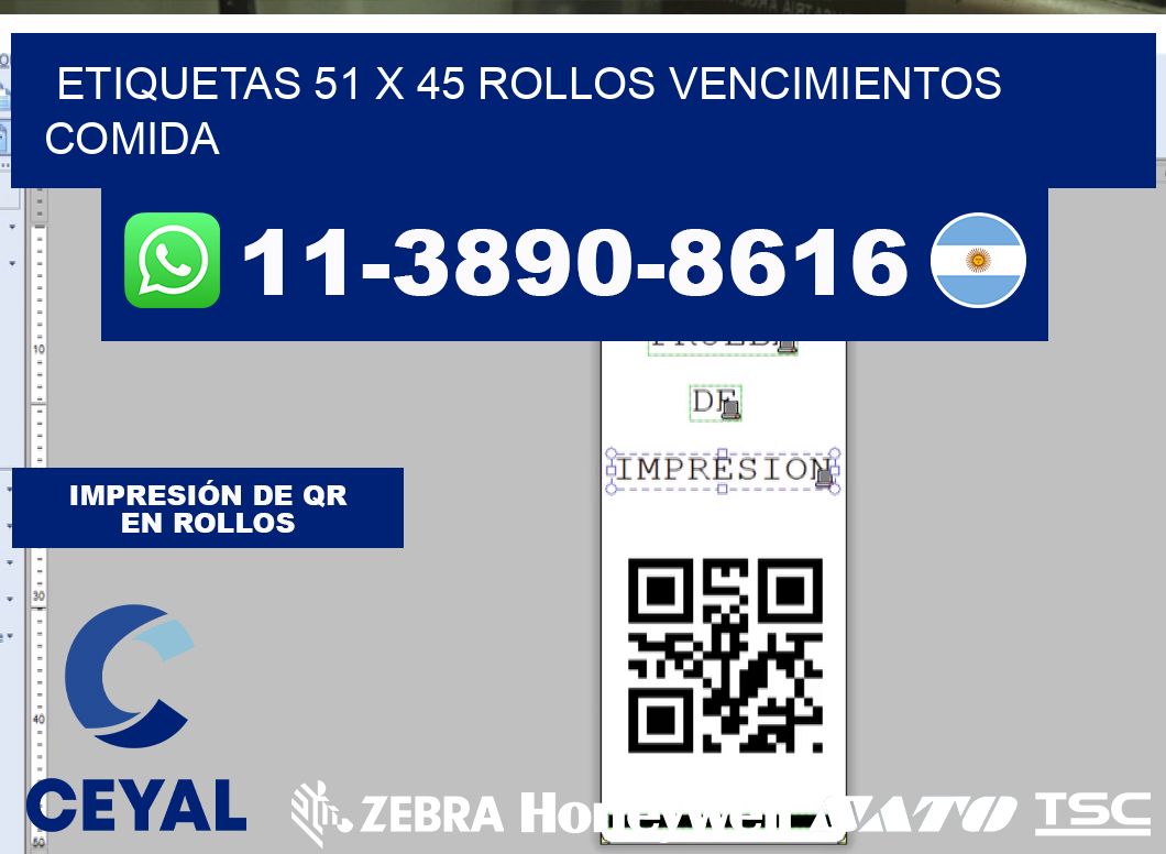 etiquetas 51 x 45 rollos vencimientos comida