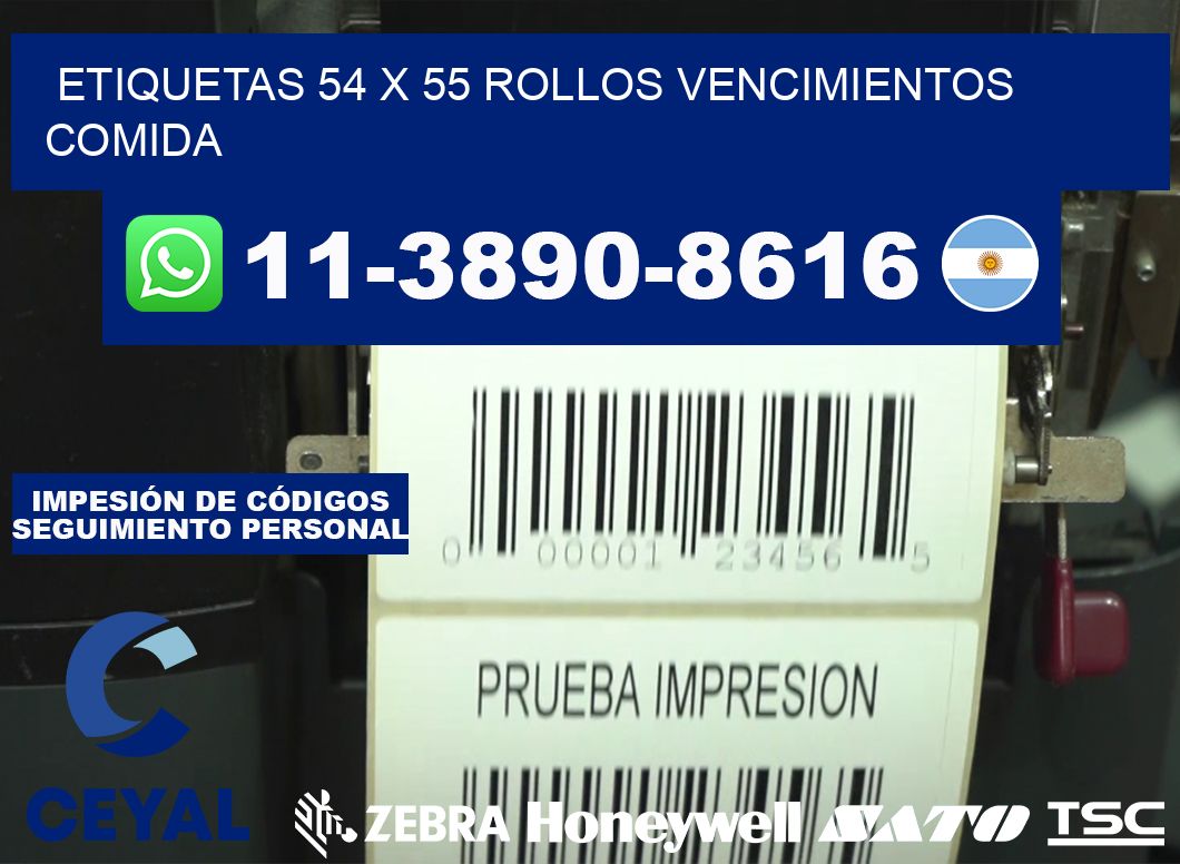 etiquetas 54 x 55 rollos vencimientos comida