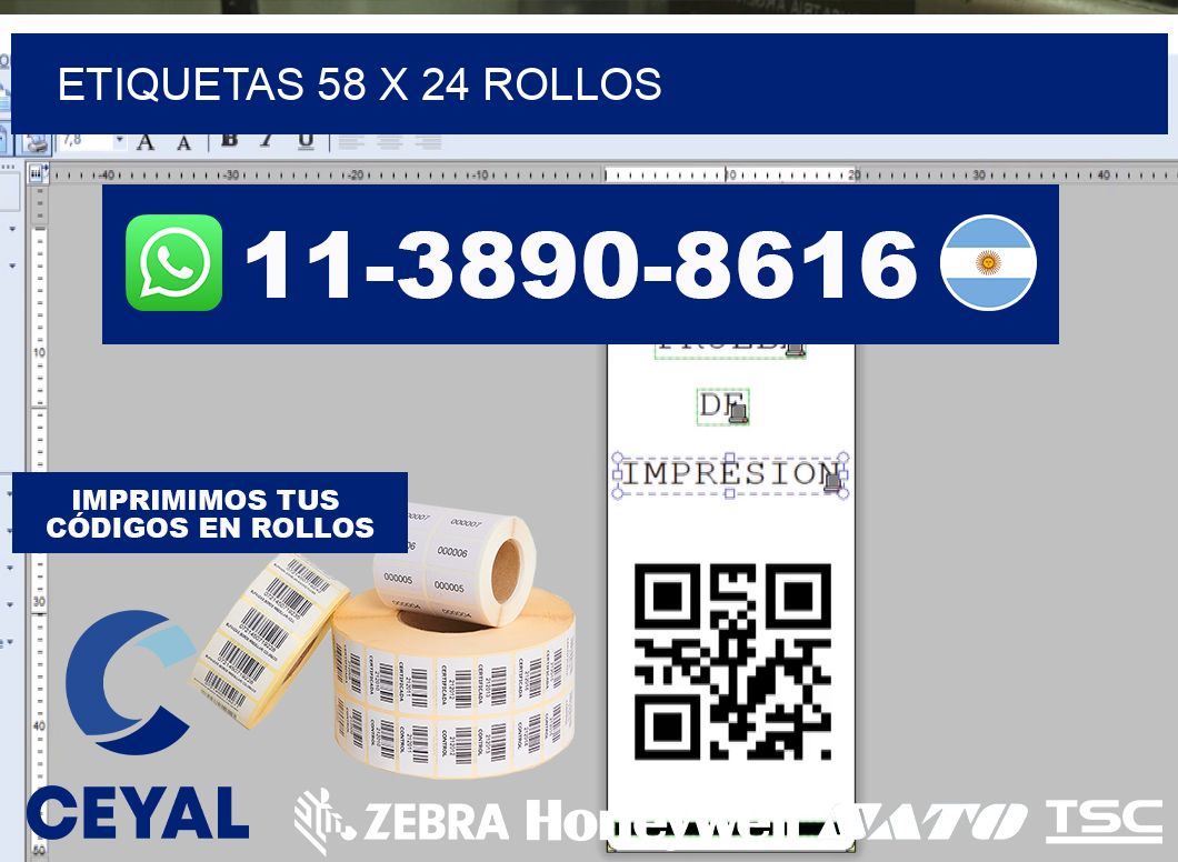 etiquetas 58 x 24 rollos