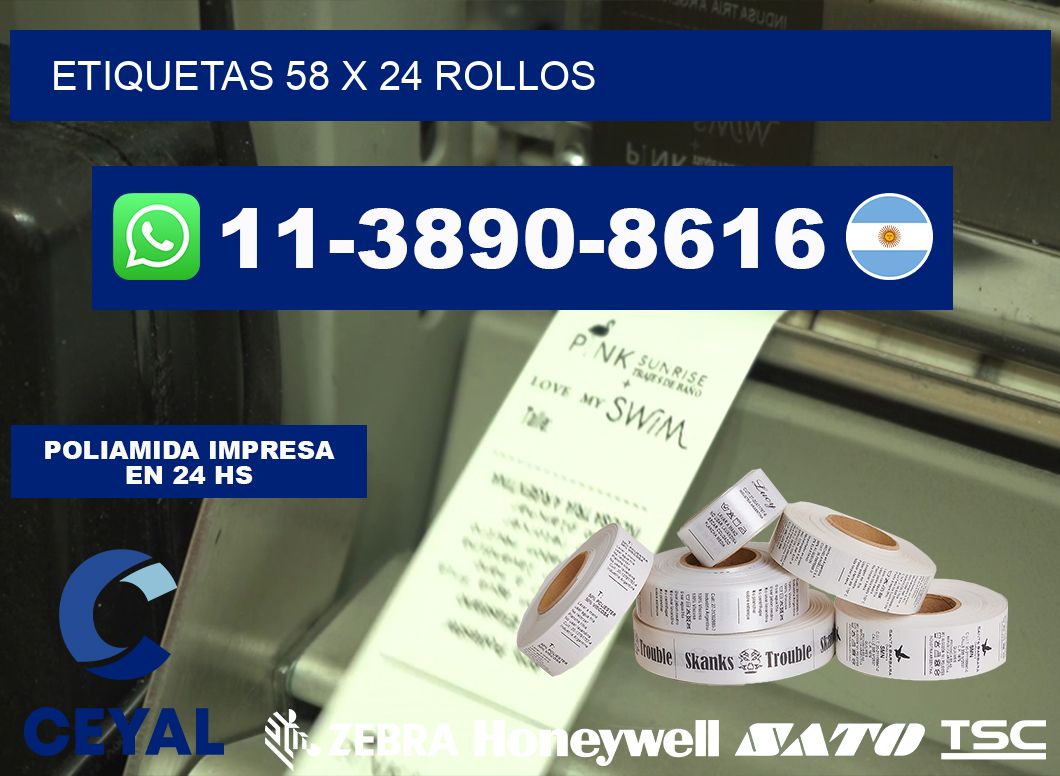 etiquetas 58 x 24 rollos