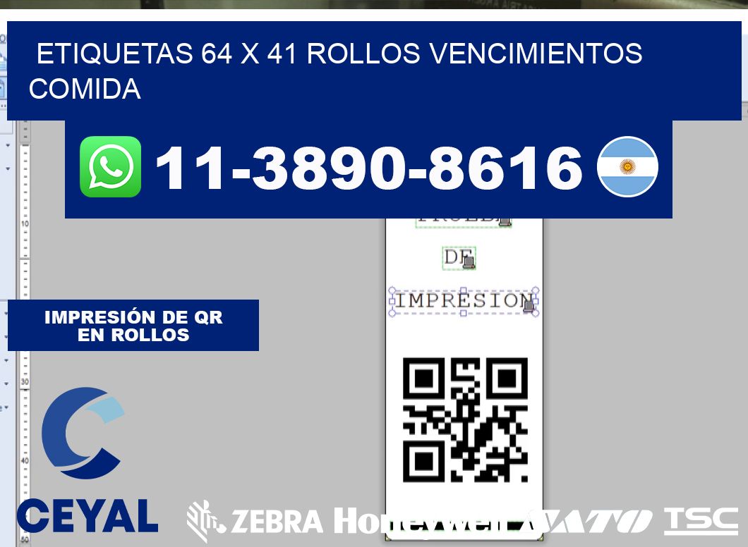 etiquetas 64 x 41 rollos vencimientos comida