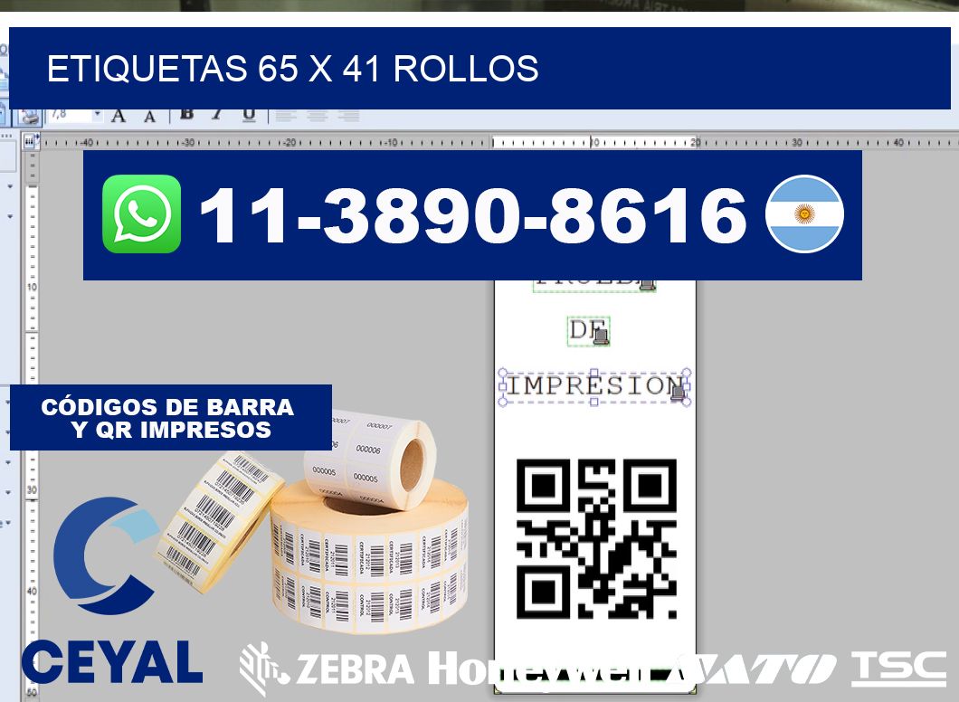 etiquetas 65 x 41 rollos