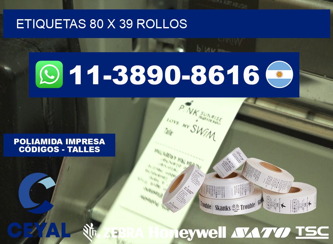 etiquetas 80 x 39 rollos