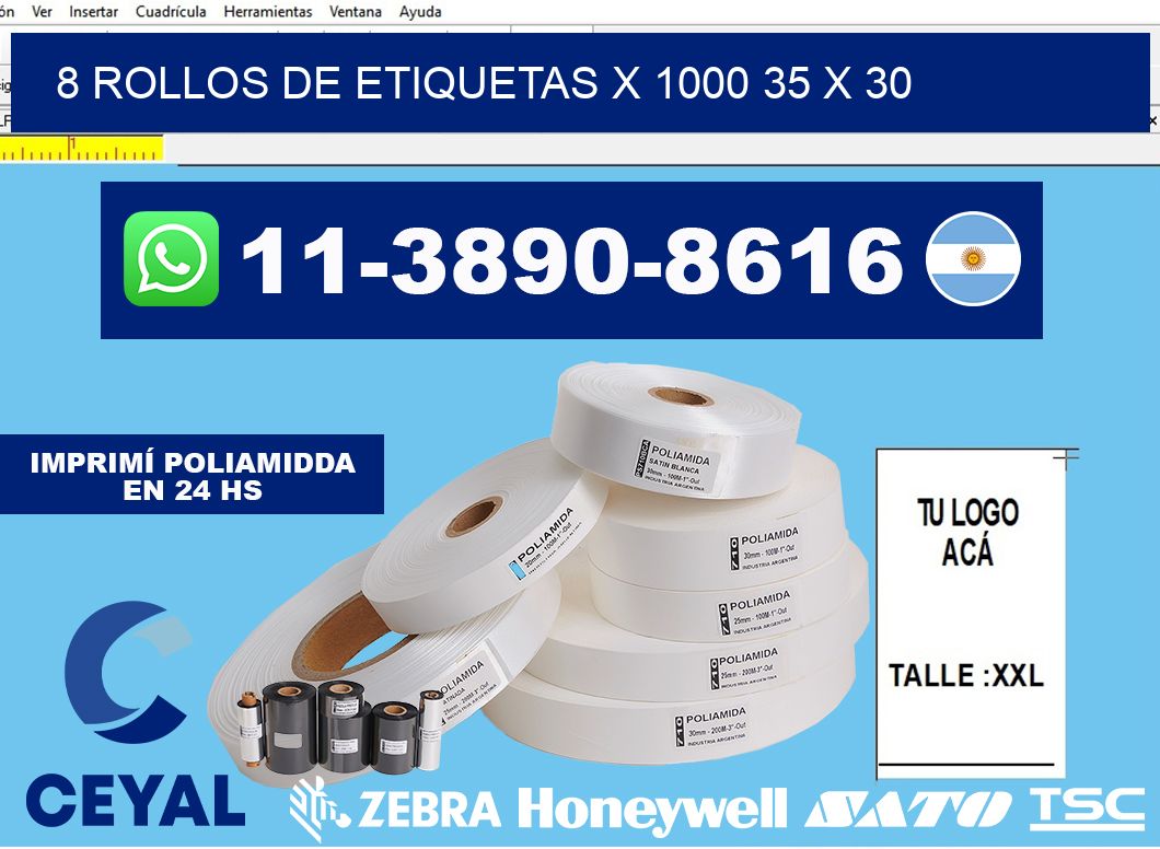 8 rollos de etiquetas x 1000 35 x 30