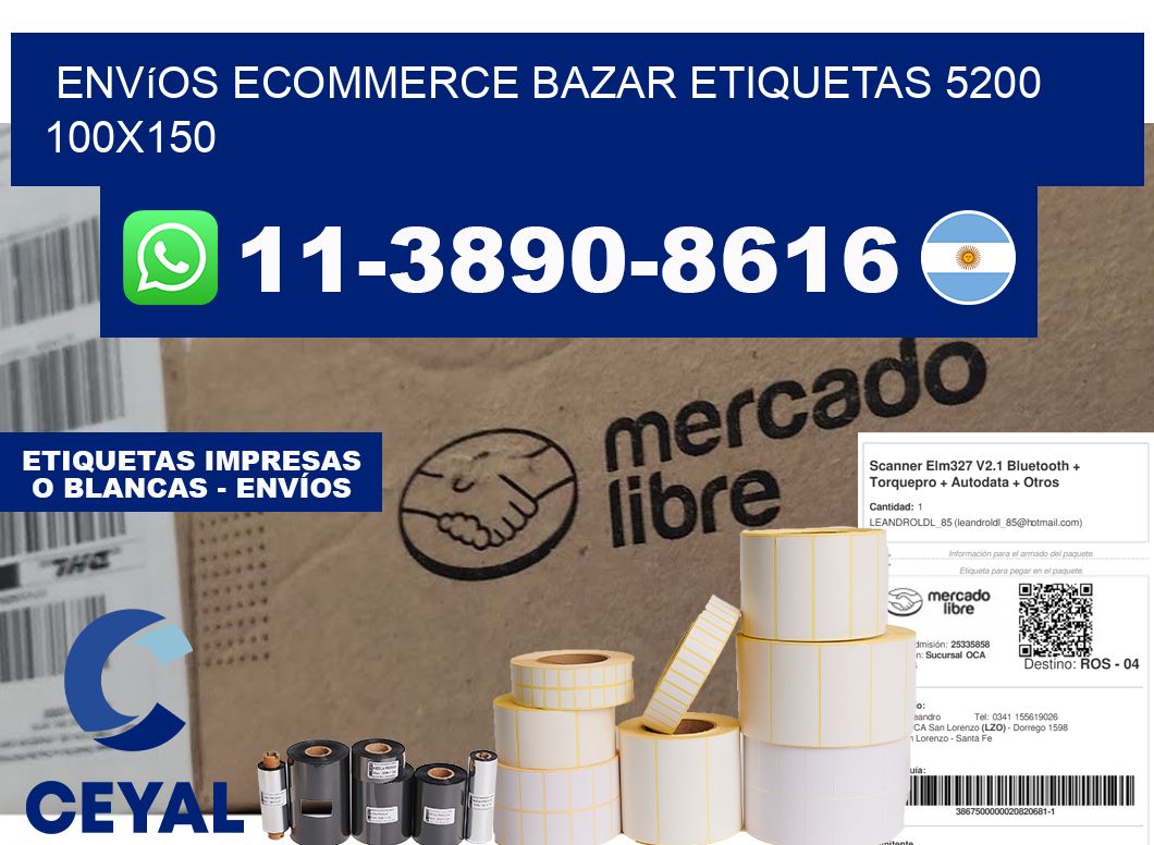 Envíos Ecommerce bazar etiquetas 5200 100x150