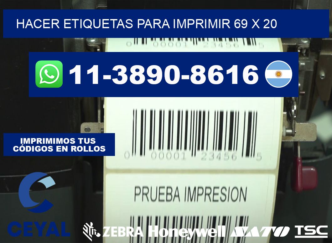 Hacer etiquetas para imprimir 69 x 20