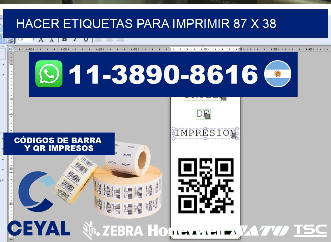 Hacer etiquetas para imprimir 87 x 38