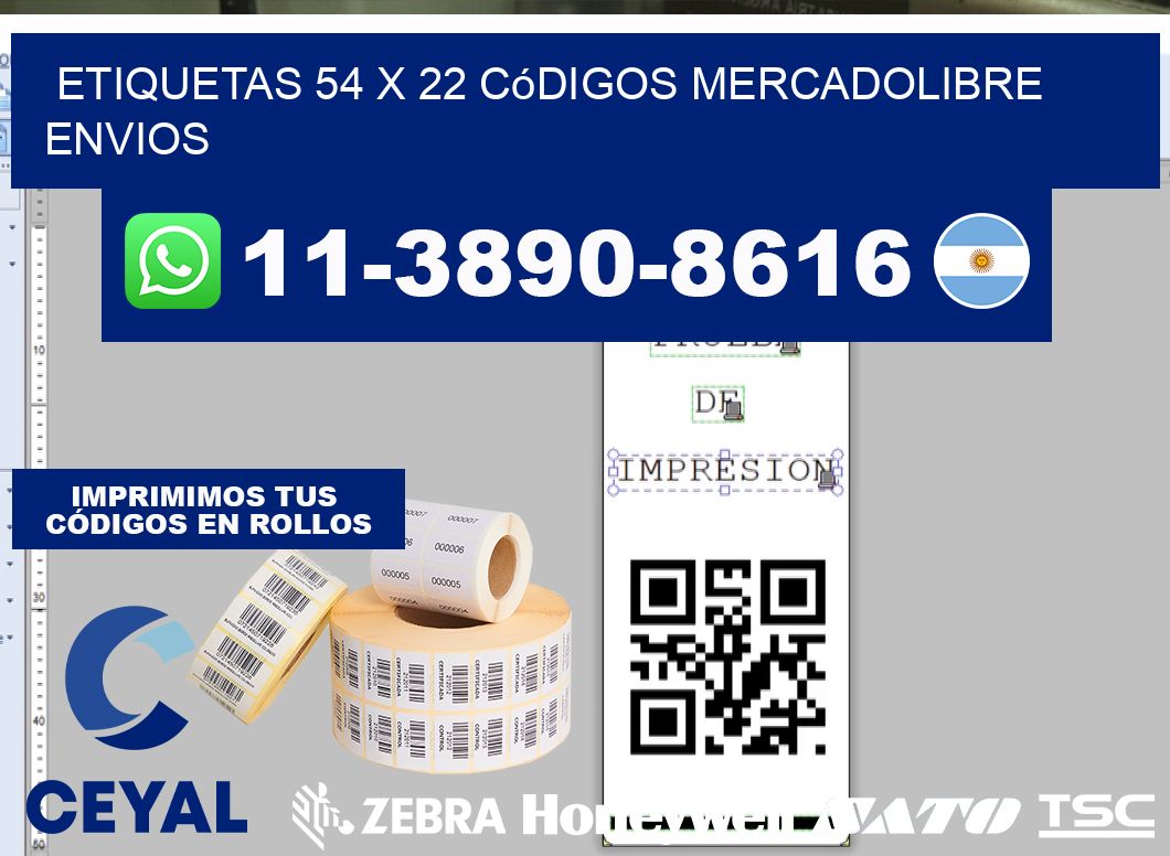 etiquetas 54 x 22 códigos mercadolibre envios