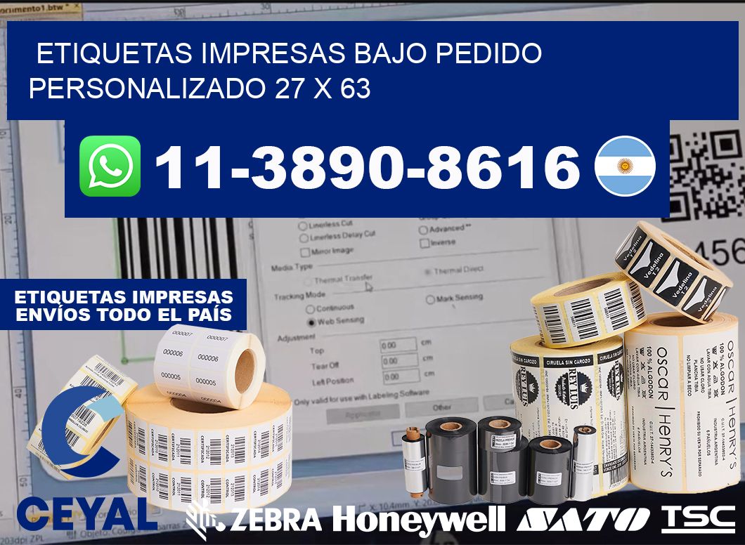 etiquetas impresas bajo pedido personalizado 27 x 63