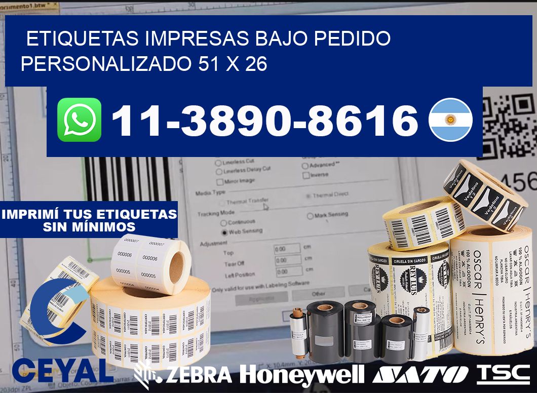 etiquetas impresas bajo pedido personalizado 51 x 26
