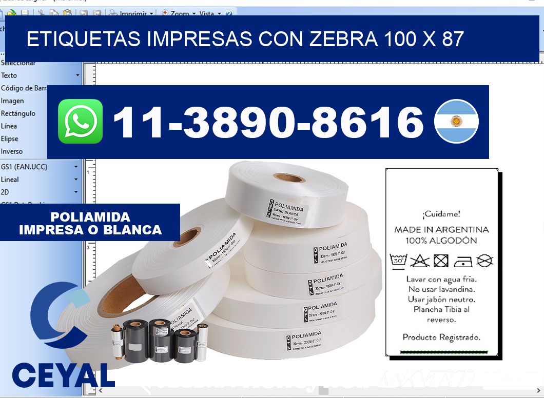 etiquetas impresas con zebra 100 x 87