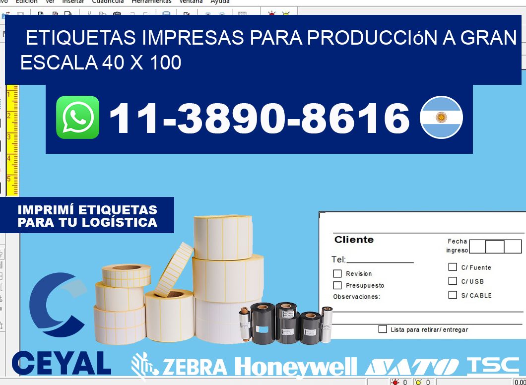 etiquetas impresas para producción a gran escala 40 x 100