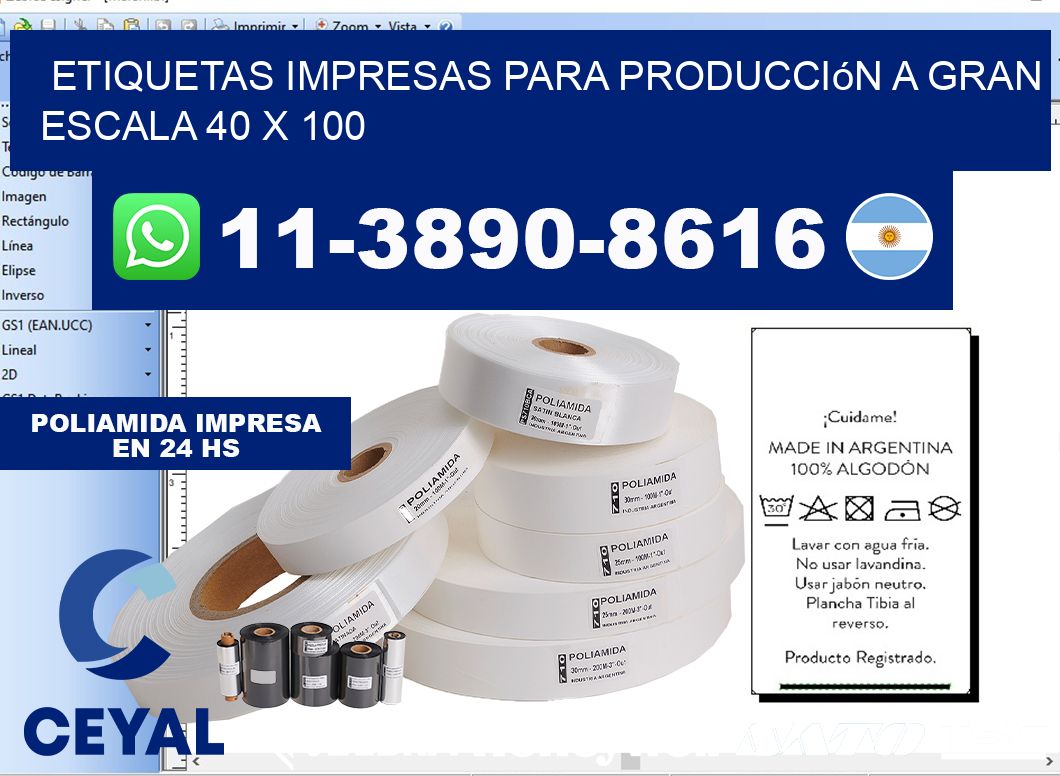 etiquetas impresas para producción a gran escala 40 x 100