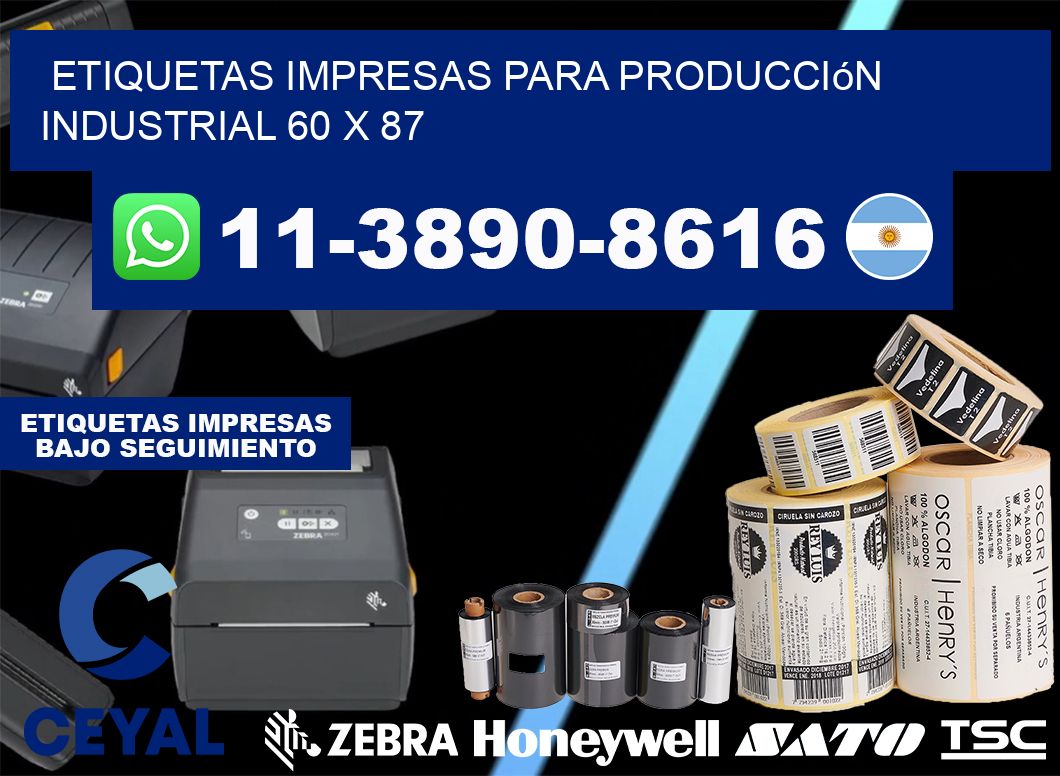etiquetas impresas para producción industrial 60 x 87