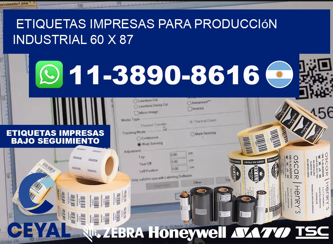 etiquetas impresas para producción industrial 60 x 87