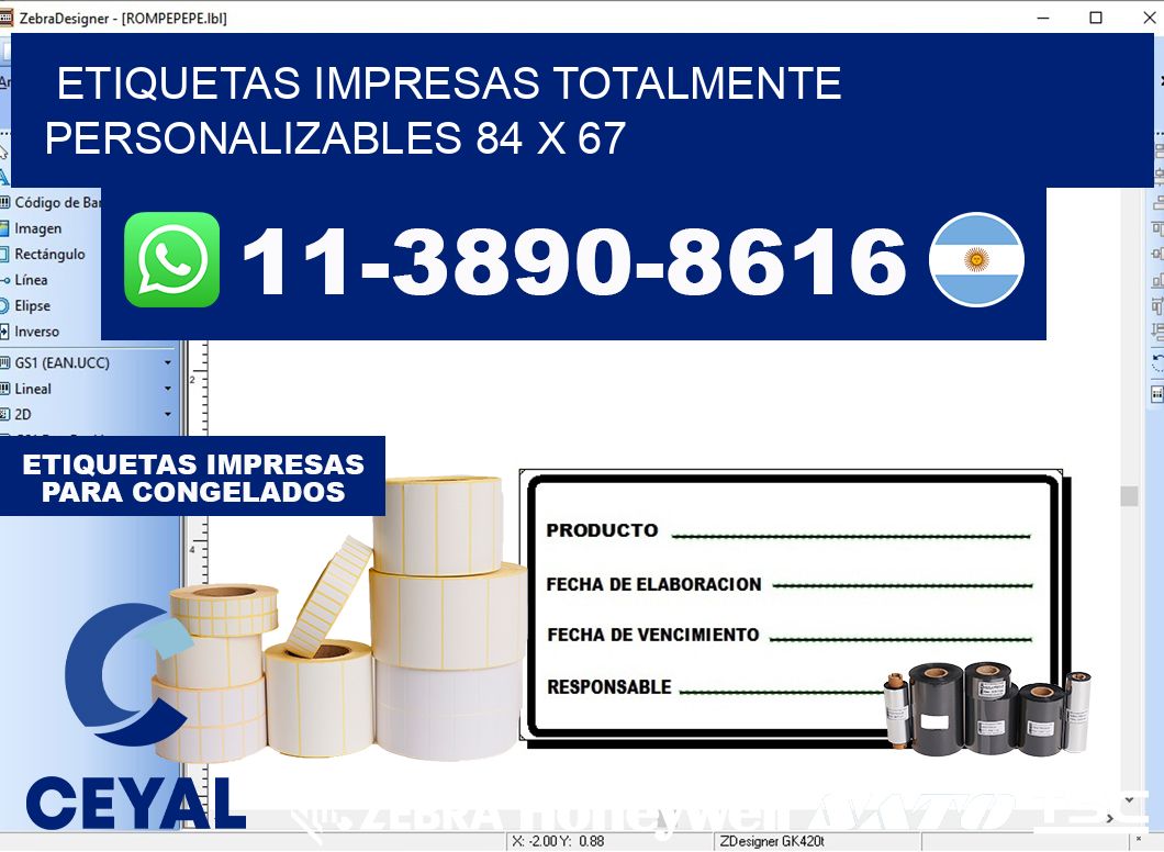 etiquetas impresas totalmente personalizables 84 x 67