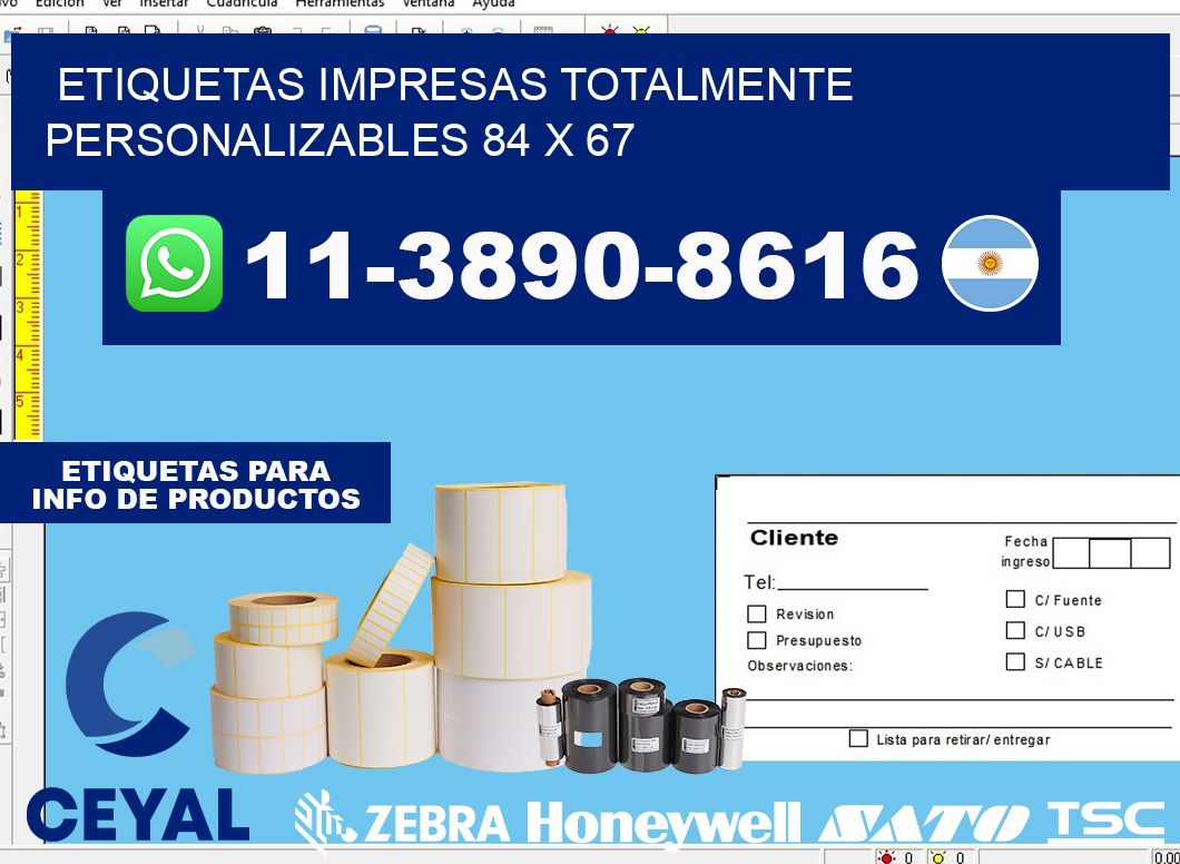 etiquetas impresas totalmente personalizables 84 x 67