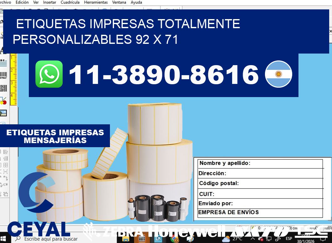 etiquetas impresas totalmente personalizables 92 x 71
