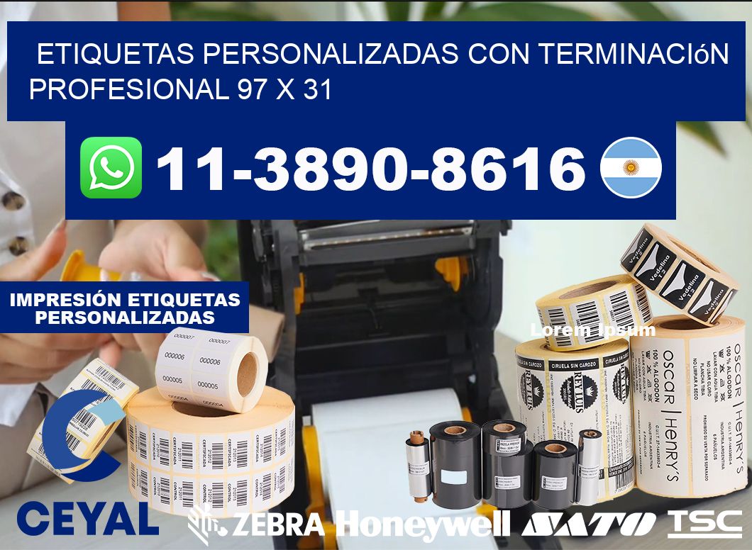etiquetas personalizadas con terminación profesional 97 x 31