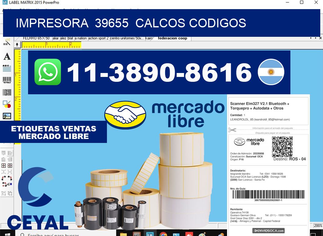 impresora  39655  calcos codigos