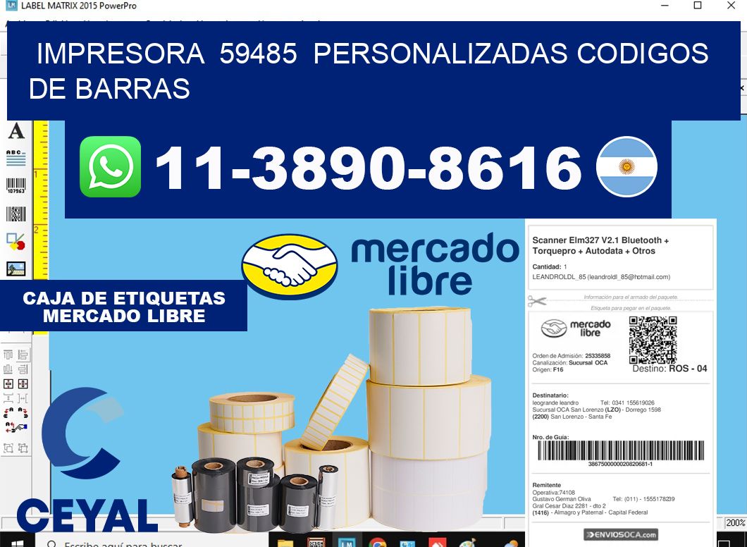 impresora  59485  personalizadas codigos de barras