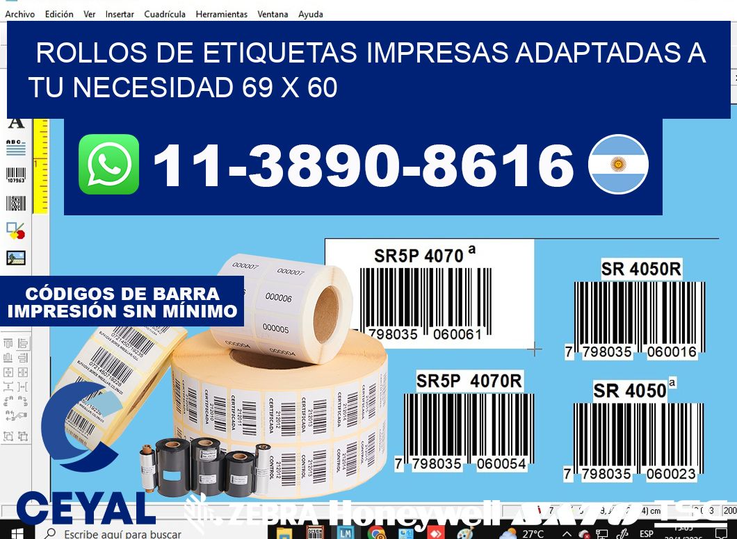 rollos de etiquetas impresas adaptadas a tu necesidad 69 x 60