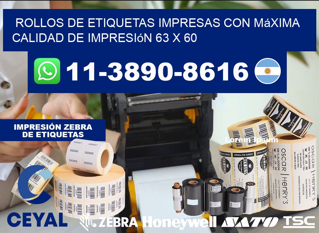 rollos de etiquetas impresas con máxima calidad de impresión 63 x 60