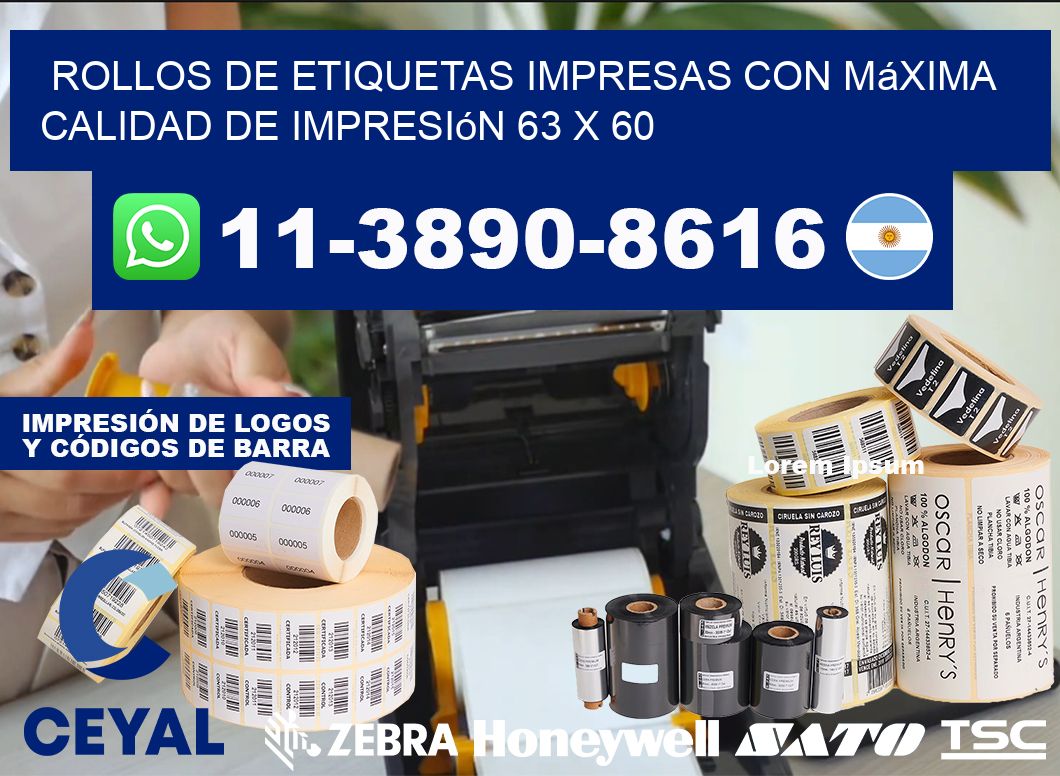rollos de etiquetas impresas con máxima calidad de impresión 63 x 60