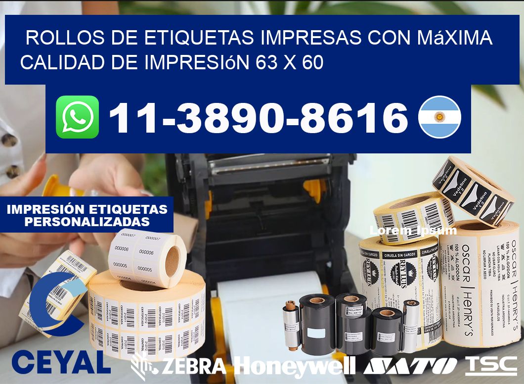 rollos de etiquetas impresas con máxima calidad de impresión 63 x 60