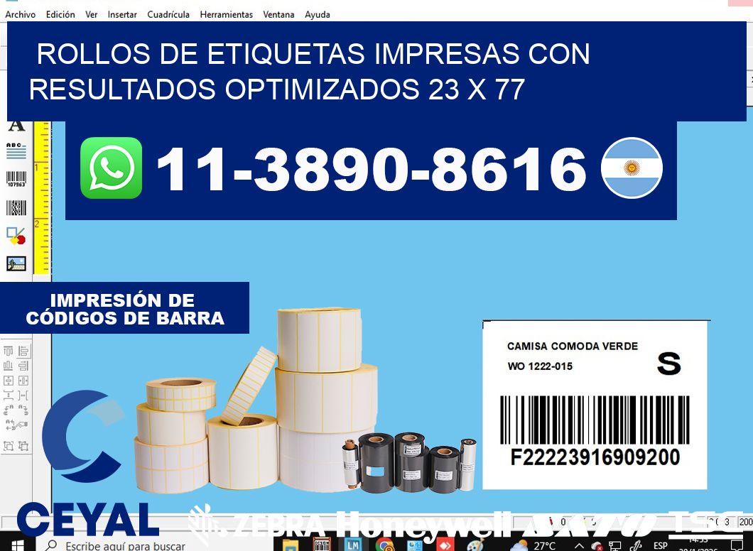 rollos de etiquetas impresas con resultados optimizados 23 x 77