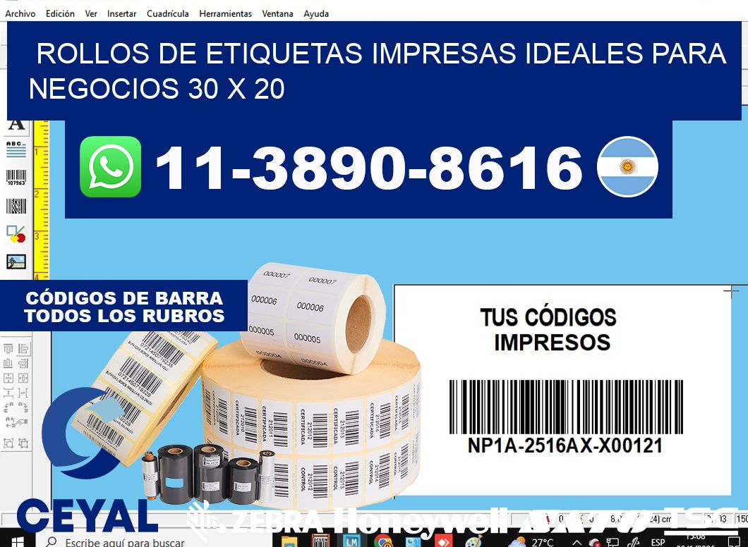 rollos de etiquetas impresas ideales para negocios 30 x 20