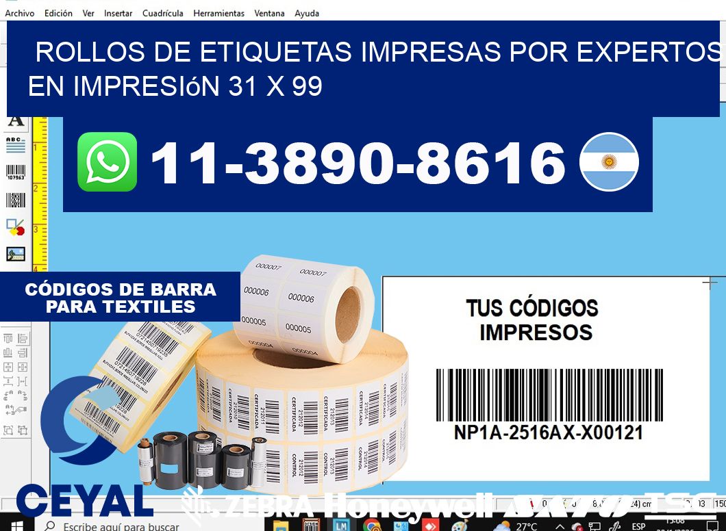 rollos de etiquetas impresas por expertos en impresión 31 x 99