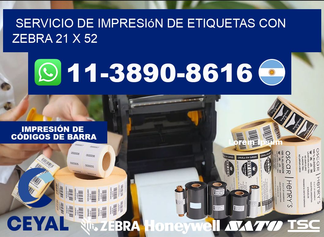 servicio de impresión de etiquetas con Zebra 21 x 52