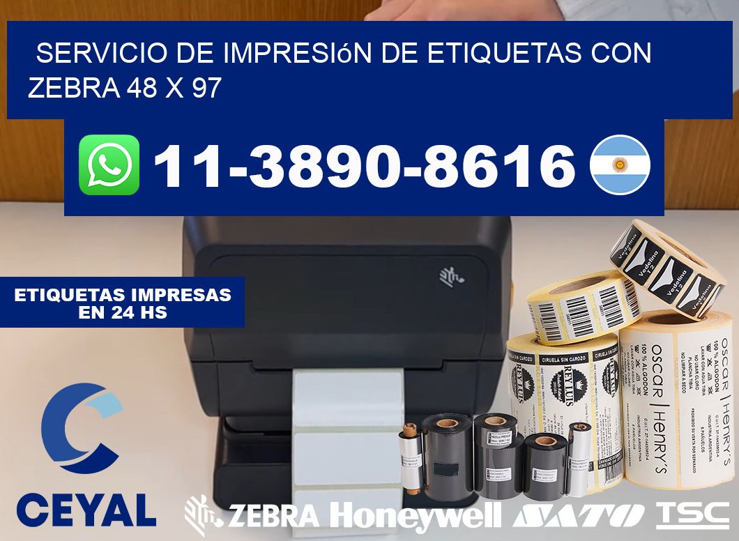 servicio de impresión de etiquetas con Zebra 48 x 97